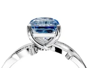 Solitaire Engagement Ring Setting for Fancy Blue Radiant Cut Center with Pave and Plain Crossover Band and Prong Head in Sterling Silver