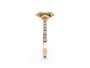 Floral Engagement Ring Setting for Fancy Yellow Emerald Cut Center with Pave Band and Floral Prong Head in Rose Gold