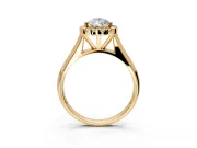 Halo Engagement Ring Setting for Pear-Shaped Center with Square Band and Prong Head in Yellow Gold