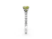 Solitaire Engagement Ring Setting for Fancy Yellow Cushion Cut Center with Bezel-Dot Beaded Band and Prong Head in Platinum