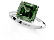 Solitaire Engagement Ring Setting for Fancy Green Asscher Cut Center with Knife Ridge Band and Claw Prong Head in Platinum