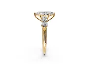 5 Stone Engagement Ring Setting for Marquise Center with Graduated Accents and Prong Head in Yellow Gold