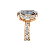 Solitaire Engagement Ring Setting for Emerald Cut Center with Fine Pave Band and Prong Head in Rose Gold