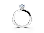 Solitaire Engagement Ring Setting for Fancy Blue Marquise Center with Milgrain-Edged Pave Band and Prong Head in Sterling Silver