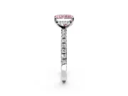 Solitaire Engagement Ring Setting for Fancy Pink Radiant Cut Center with Band of Accents and Prong Head in Platinum