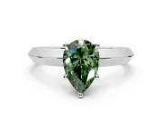 Solitaire Engagement Ring Setting for Fancy Green Pear-Shaped Center with Wide Knife Ridge Band and Prong Head in Sterling Silver
