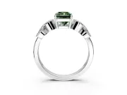 Leaf Engagement Ring Setting for Fancy Green Radiant Cut Center with Milgrain Accent Band and Prong Head in Sterling Silver