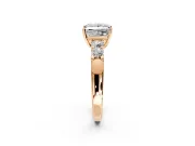 5 Stone Engagement Ring Setting for Princess Cut Center with Plain Band and Prong Head in Rose Gold