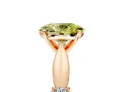 Solitaire Engagement Ring Setting for Fancy Yellow Oval Center with Carved Leaf Shoulders and Prong Head in Rose Gold