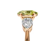 3 Stone Engagement Ring Setting for Fancy Yellow Oval Center with Large Pear-Shaped Accents and Prong Head in Rose Gold