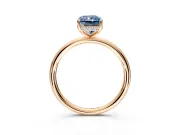 Solitaire Engagement Ring Setting for Fancy Blue Radiant Cut Center with Plain Band, Open Basket and Prong Head in Rose Gold