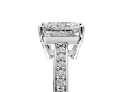 Solitaire Engagement Ring Setting for Radiant Cut Center with Channel-Set Accent Band and Prong Head in Platinum