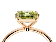 Solitaire Engagement Ring Setting for Fancy Yellow Asscher Cut Center with Straight Thin Band and Prong Head in Rose Gold
