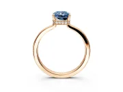 Hidden Halo Engagement Ring Setting for Fancy Blue Radiant Cut Center with Wide Flat Plain Band and Prong Head in Rose Gold