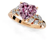Solitaire Engagement Ring Setting for Fancy Pink Heart-Shaped Center with Marquise Accent Twist Band and Prong Head in Rose Gold