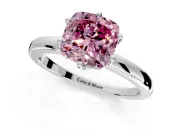 Solitaire Engagement Ring Setting for Fancy Pink Cushion Cut Center with Plain Band and Tulip Prong Head in Platinum