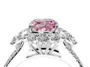 Halo Engagement Ring Setting for Fancy Pink Cushion Cut Center with Two-Strand Split Shank and Prong Head in Sterling Silver