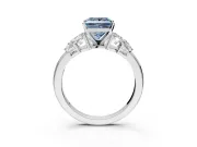 Leaf Cluster Engagement Ring Setting for Fancy Blue Princess Cut Center with Marquise Accents and Prong Head in Platinum