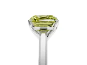 Solitaire Engagement Ring Setting for Fancy Yellow Asscher Cut Center with Flat-Sided Plain Band and Prong Head in Sterling Silver