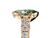 Solitaire Engagement Ring Setting for Fancy Green Marquise Center with Pave Cathedral Shoulders and Prong Head in Rose Gold