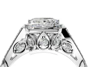 Cathedral Engagement Ring Setting for Princess Cut Center with Antique-Style Pave Band and Prong Head in Sterling Silver