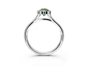 Solitaire Engagement Ring Setting for Fancy Green Pear-Shaped Center with V Split Shank and Bezel Head in Sterling Silver
