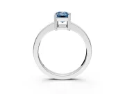 Solitaire Engagement Ring Setting for Fancy Blue Emerald Cut Center with Plain Band and Flat Tab Prong Head in Sterling Silver