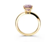 Solitaire Engagement Ring Setting for Fancy Pink Princess Cut Center with Plain Band and Tulip Prong Head in Yellow Gold