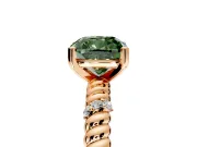 Rope Engagement Ring Setting for Fancy Green Cushion Cut Center with Accent Shoulders and Prong Head in Rose Gold