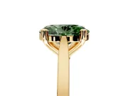 Solitaire Engagement Ring Setting for Fancy Green Oval Center with Tapered Shoulders and Prong Head in Yellow Gold
