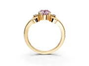 Solitaire Engagement Ring Setting for Fancy Pink Oval Center with Twisted Band and Scroll Prong Head in Yellow Gold
