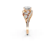 Halo Engagement Ring Setting for Princess Cut Center with Marquise and Pave Bypass Band and Prong Head in Rose Gold