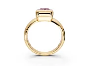Solitaire Engagement Ring Setting for Fancy Pink Princess Cut Center with Wide Band and Bezel Head in Yellow Gold