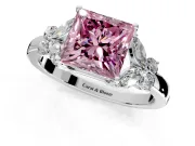 Solitaire Engagement Ring Setting for Fancy Pink Princess Cut Center with Marquise Flower Shoulders and Prong Head in Platinum