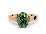 Solitaire Engagement Ring Setting for Fancy Green Oval Center with Tapered Split Shoulders and Prong Head in Rose Gold