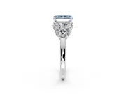 Leaf Cluster Engagement Ring Setting for Fancy Blue Radiant Cut Center with Marquise Accents and Prong Head in Platinum