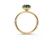 Solitaire Engagement Ring Setting for Fancy Green Round Cut Center with Plain Band, Open Basket and Prong Head in Yellow Gold