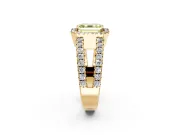 Halo Engagement Ring Setting for Fancy Yellow Asscher Cut Center with Wide-Open Pave Split Shank and Prong Head in Yellow Gold