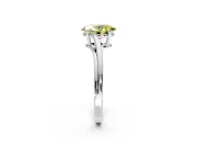Solitaire Engagement Ring Setting for Fancy Yellow Oval Center with Plain Bypass Twist Band and Prong Head in Sterling Silver