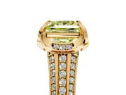 Solitaire Engagement Ring Setting for Fancy Yellow Princess Cut Center with Accented Split Shank and Prong Head in Yellow Gold