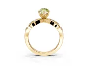Solitaire Engagement Ring Setting for Fancy Yellow Marquise Center with Criss-Cross Accent Band and Prong Head in Yellow Gold