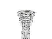 Solitaire Engagement Ring Setting for Oval Center with Filigree Band and Prong Head in Sterling Silver