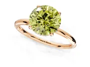 Solitaire Engagement Ring Setting for Fancy Yellow Round Cut Center with Plain Band, Open Basket and Prong Head in Rose Gold