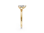 Solitaire Engagement Ring Setting for Pear-Shaped Center with Straight Thin Band and Prong Head in Yellow Gold