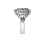 Solitaire Engagement Ring Setting for Emerald Cut Center with Thin Rounded Plain Band and Prong Head in Platinum
