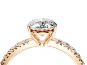 Solitaire Engagement Ring Setting for Oval Center with Large Accent Band and Prong Head in Rose Gold