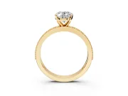 Milgrain Pave Engagement Ring Setting for Oval Center with Accent Band and Prong Head in Yellow Gold