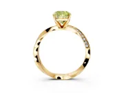 Side Accent Engagement Ring Setting for Fancy Yellow Cushion Cut Center with Accent Shoulders and Prong Head in Yellow Gold