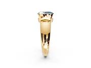Tension Engagement Ring Setting for Fancy Blue Oval Center with Wide Flat Band and Tension Head in Yellow Gold