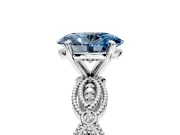 Solitaire Engagement Ring Setting for Fancy Blue Oval Center with Marquise Panel Band and Prong Head in Platinum